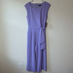 Tahari Purple Cropped Jumpsuit